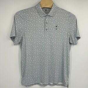Graham Luxe Men's XL Grey Dandelion Print Golf Performance Polo Shirt
